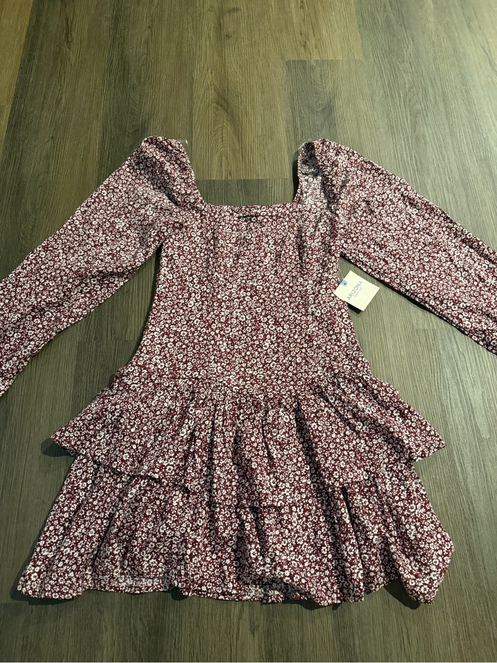 Arizona Jean Co Floral Long-Sleeve Tiered Dress